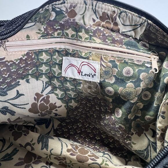 Vintage Rare Y2K Levi's Black Corduroy Shoulder Bag Retro Casual Boho Goth - Picture 10 of 11